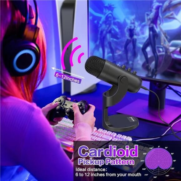 USB Microphone,Condenser Computer PC Mic,Plug&Play Gaming Microphones for PS 4&5 - Picture 6 of 7